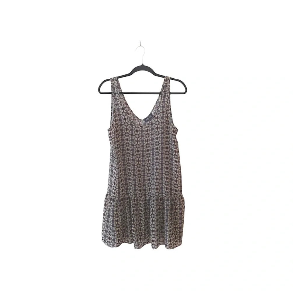 Astr Anthropologie Tan Boho Geometric Print Sheer Mini Slip Dress Medium Women’s